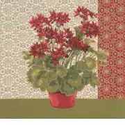 Geranium I Red Cushion - 19 in. x 19 in. Cotton by Charlotte Home Furnishings | Close Up 1