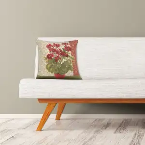 Geranium I Red French Couch Cushion