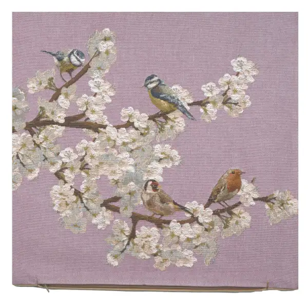 Passerines On Branch Pink  Floral Cushions