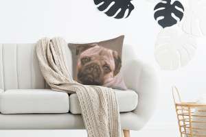 Pugs Face Grey  Decorative Tapestry Pillow