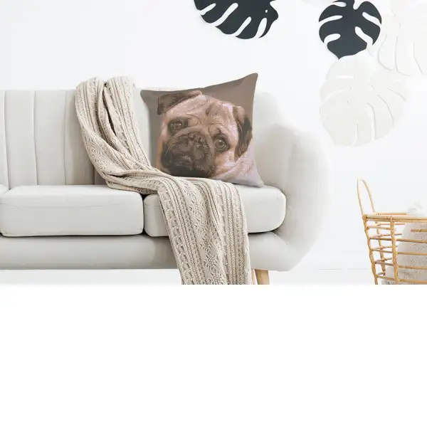 Pugs Face Grey  tapestry pillows