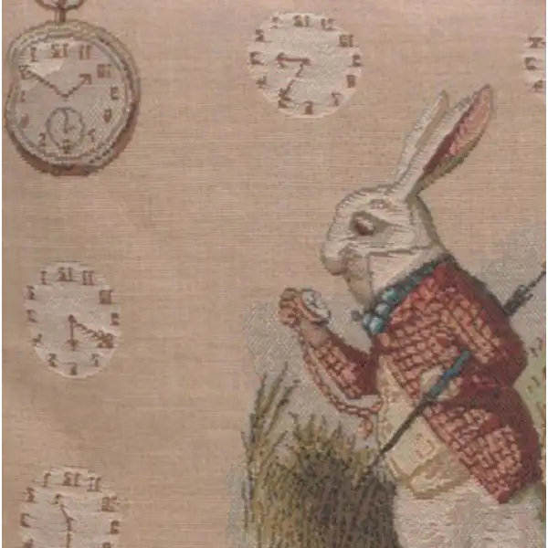 Late Rabbit Alice In Wonderland Cushion - 19 in. x 19 in. Cotton by John Tenniel | Close Up 3