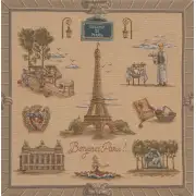 Paris Tour Eiffel Cushion - 19 in. x 19 in. Cotton by Charlotte Home Furnishings | Close Up 1