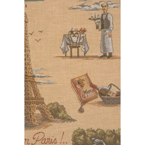Paris Tour Eiffel Cushion - 19 in. x 19 in. Cotton by Charlotte Home Furnishings | Close Up 2
