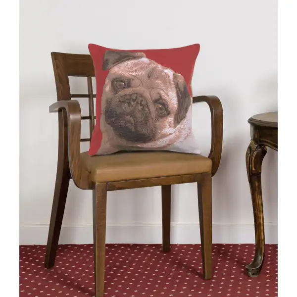 Pugs Face Red I Cushion Tapestry Cushions
