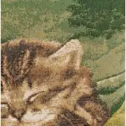 Sleeping Cat Green Cushion - 14 in. x 14 in. Cotton by Charlotte Home Furnishings | Close Up 3