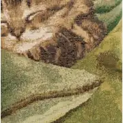 Sleeping Cat Green Cushion - 14 in. x 14 in. Cotton by Charlotte Home Furnishings | Close Up 4