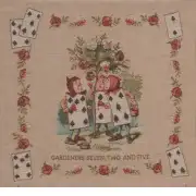 C Charlotte Home Furnishings Inc The Garden Alice in Wonderland French Tapestry Cushion - 14 in. x 14 in. Cotton by John Tenniel | Close Up 1