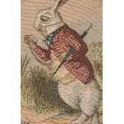 The Late Rabbit Alice In Wonderland I Cushion - 14 in. x 14 in. Cotton/Polyester/Viscose by John Tenniel | Close Up 2