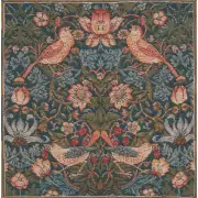 C Charlotte Home Furnishings Inc Cushion Birds Face to Face French Tapestry Cushion - 14 in. x 14 in. Cotton by William Morris | Close Up 1