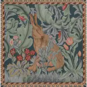 Rabbit As William Morris Left Small Cushion - 14 in. x 14 in. Cotton by William Morris | Close Up 1