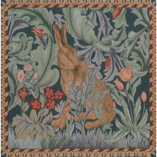 Rabbit as William Morris Left Small Cushion Animal & Wildlife Cushions