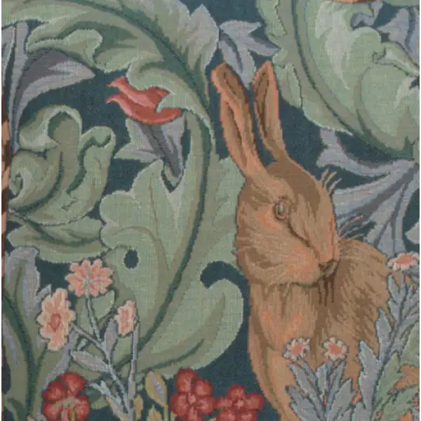 Rabbit As William Morris Left Small Cushion - 14 in. x 14 in. Cotton by William Morris | Close Up 3