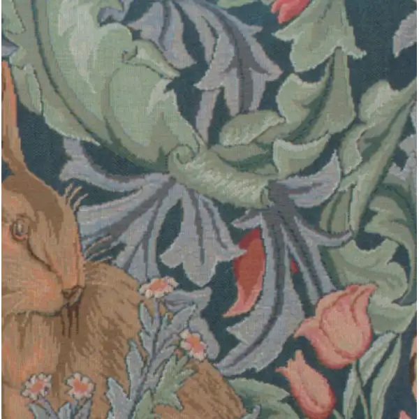 Rabbit As William Morris Left Small Cushion - 14 in. x 14 in. Cotton by William Morris | Close Up 4