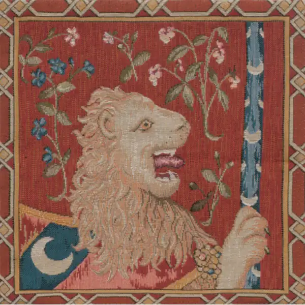 The Medieval Lion Cushion - 14 in. x 14 in. Cotton by Charlotte Home Furnishings | Close Up 1