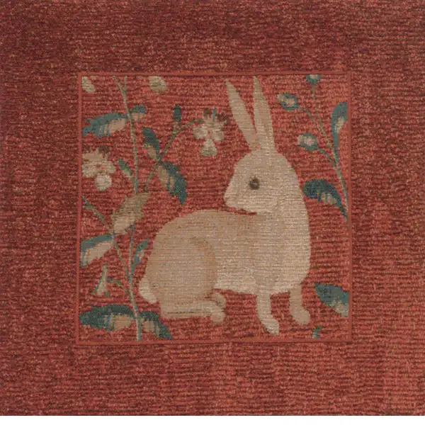 Sitting Rabbit in Red Cushion Lady and the Unicorn