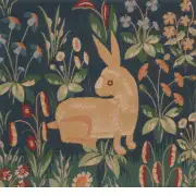 Rabbit In Blue II Cushion - 14 in. x 14 in. Cotton by Charlotte Home Furnishings | Close Up 1