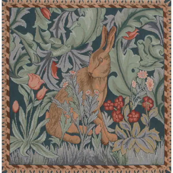 Rabbit As William Morris Right Large Floral Cushions