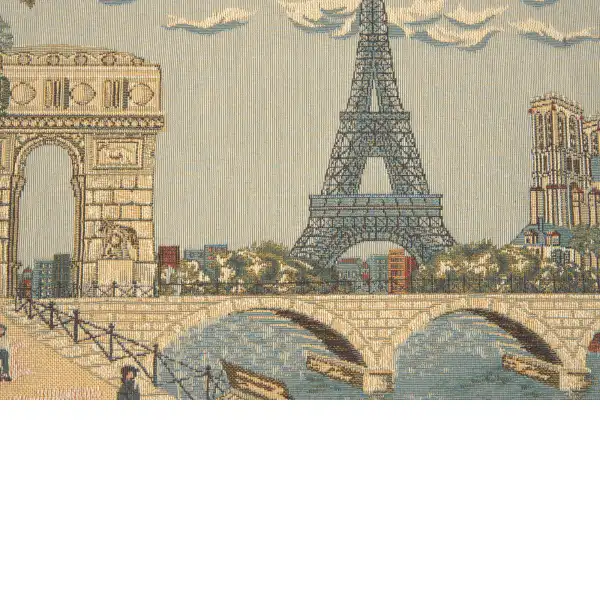Paris, Arc and Notre Dame Belgian Tapestry Wall Hanging Famous Places