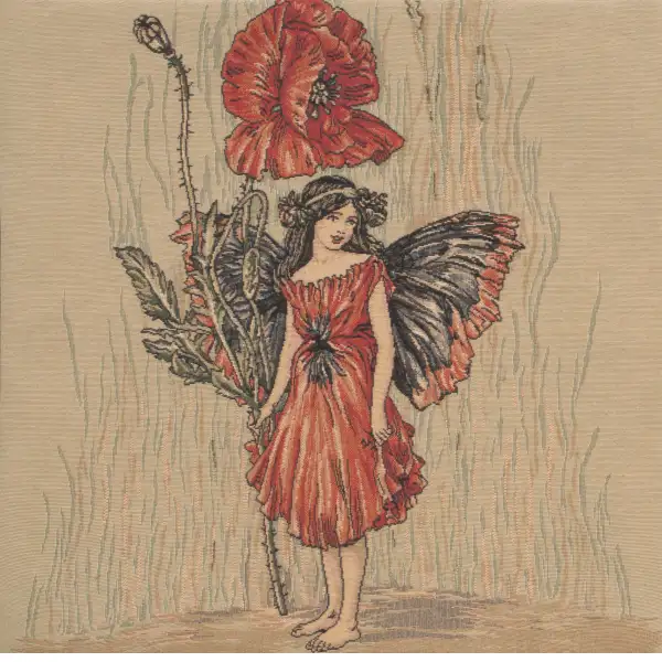 Poppy Fairy Cicely Mary Barker I Belgian Cushion Cover | Close Up 1