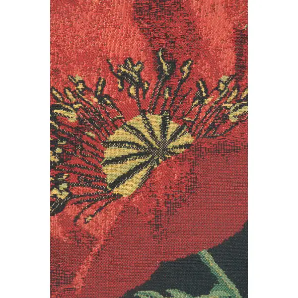 Poppy Red I Belgian Cushion Cover - 16 in. x 16 in. Cotton/Viscose/Polyester by Charlotte Home Furnishings | Close Up 2