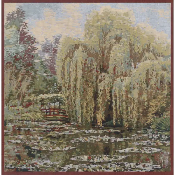 Bridge Monet's Garden  Belgian Tapestry Cushion Landscape and Lake
