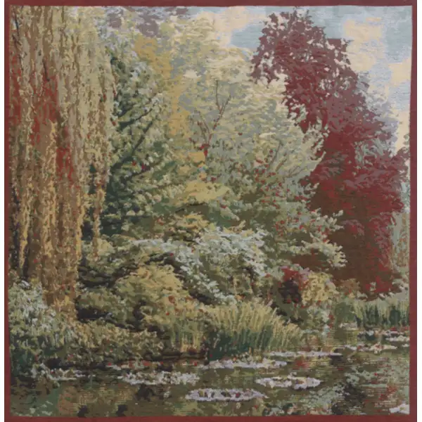 Trees Monet's Garden Belgian Tapestry Cushion Landscape and Lake