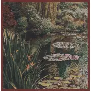 Greenery Monet's Garden  Belgian Tapestry Cushion | Close Up 1