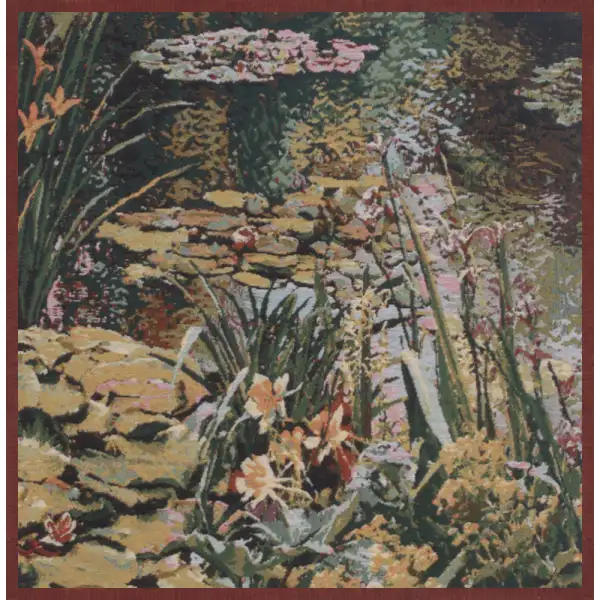 Yellow Flowers Monet's Garden  Belgian Tapestry Cushion Floral & Still Life