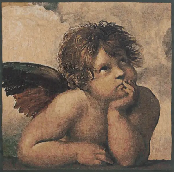 Angels By Raffael Left Belgian Tapestry Cushion - 17 in. x 17 in. Cotton by Raphael | Close Up 1