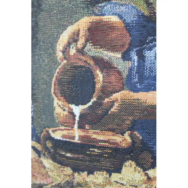 Servant Girl I Belgian Tapestry Cushion - 17 in. x 17 in. Cotton by Johannes Vermeer | Close Up 1