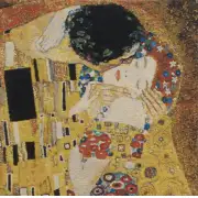 Kiss II Belgian Tapestry Cushion - 17 in. x 17 in. Cotton by Gustav Klimt | Close Up 1