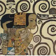 Lebensbaum Expectations Belgian Tapestry Cushion - 17 in. x 17 in. Cotton by Gustav Klimt | Close Up 1