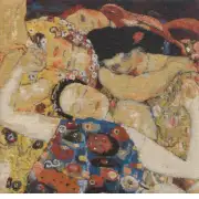 Virgin Faces Belgian Tapestry Cushion - 17 in. x 17 in. Cotton by Gustav Klimt | Close Up 1