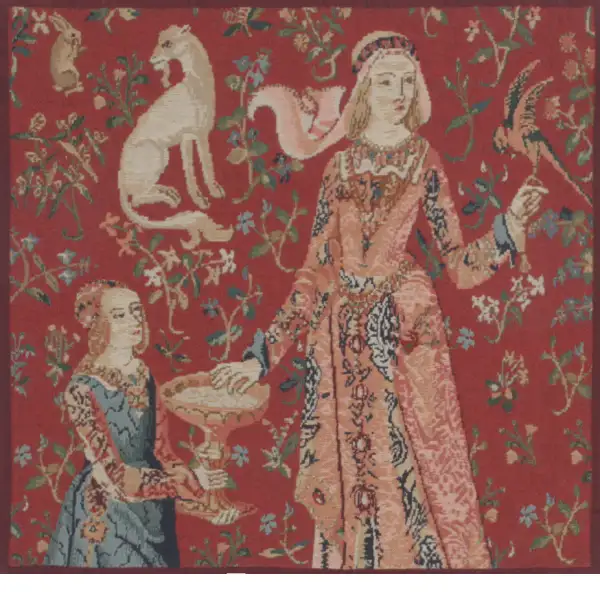 Licorne Gout Belgian Tapestry Cushion Lady and the Unicorn
