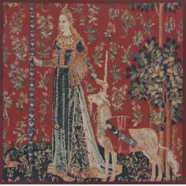 Licorne Gout II Belgian Tapestry Cushion Lady and the Unicorn