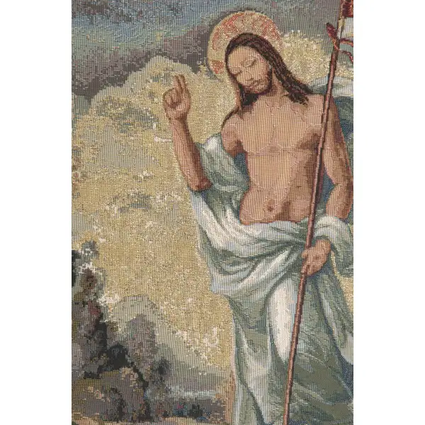 Jesus Resurrected European Tapestries - 12 in. x 18 in. Cotton/Viscose/Polyester by Alberto Passini | Close Up 1