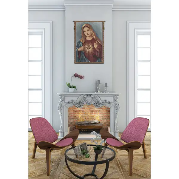 Sacred Heart of Mary European Tapestries Religious Tapestry