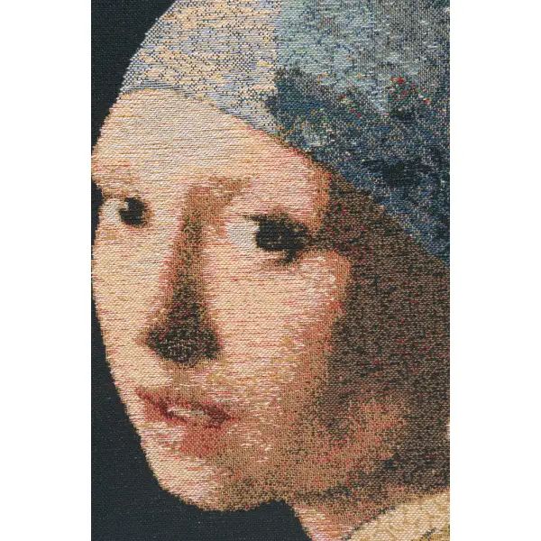 Girl With The Pearl Earring Belgian Cushion Cover - 16 in. x 16 in. Cotton/Viscose/Polyester by Johannes Vermeer | Close Up 2