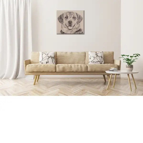 Happy Canine modern tapestry stretched