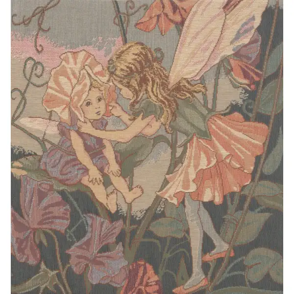 C Charlotte Home Furnishings Inc Sweet Pea Fairy Cicely Mary Barker European Cushion Cover - 14 in. x 14 in. Cotton by Cicely Mary Barker | Close Up 1