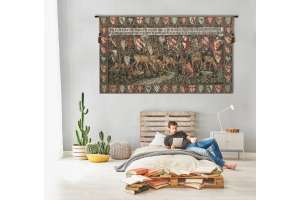 Verdure With Reindeer I European Tapestry Wall Hanging