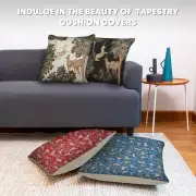 Lion and Pheasant Forest Blue Cushion | Orientation