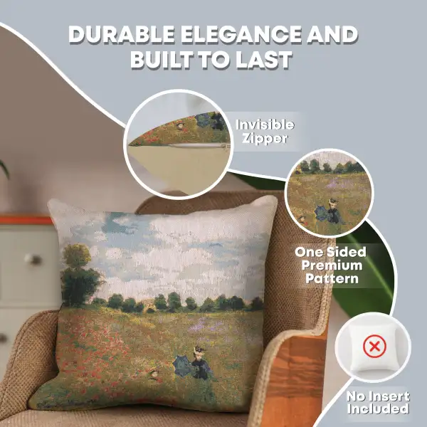 Monet's Poppy Field Belgian Cushion Cover | Feature
