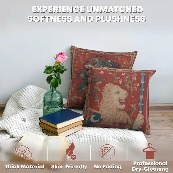 The Medieval Lion Cushion - 14 in. x 14 in. Cotton by Charlotte Home Furnishings | Quality