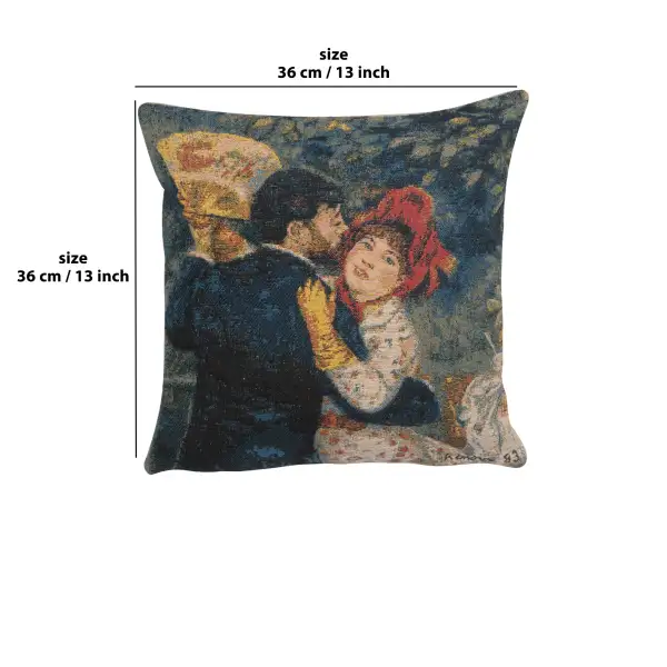 Danse A La Campagne Belgian Cushion Cover - 13 in. x 13 in. Cotton/Viscose/Polyester by Pierre- Auguste Renoir | 13x13 in