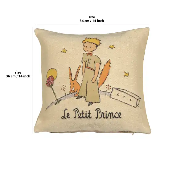 The Little Prince I Belgian Cushion Cover - 14 in. x 14 in. Cotton/Viscose/Polyester by Antoine de Saint-Exupery | 14x14 in