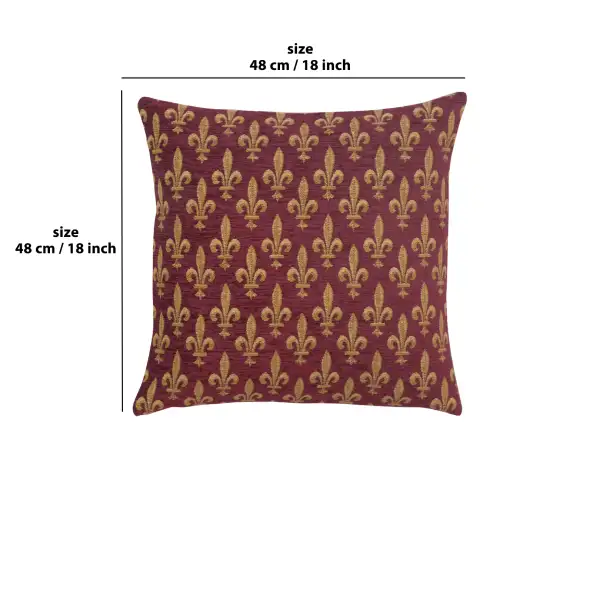 Fleur De Lys Rouge IV Belgian Cushion Cover - 18 in. x 18 in. SoftCottonChenille by Charlotte Home Furnishings | 18x18 in