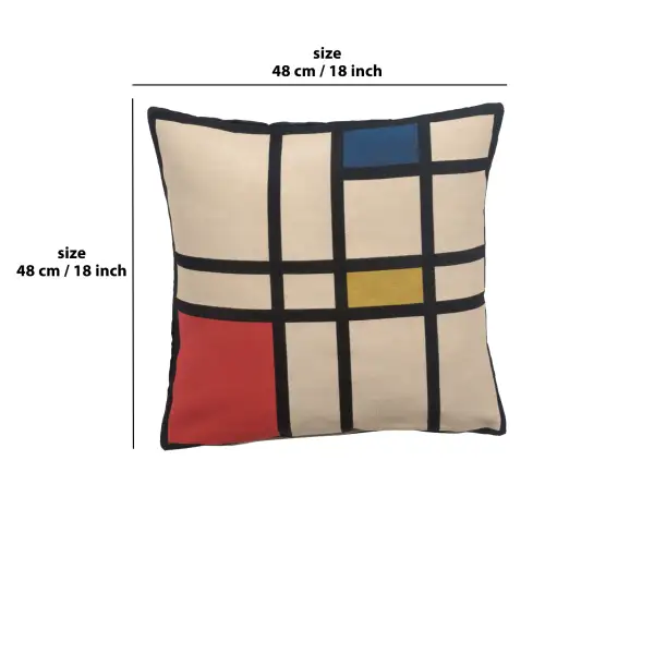 Mondriaan Belgian Cushion Cover - 18 in. x 18 in. Cotton/Viscose/Polyester by Leonardo da Vinci | 18x18 in