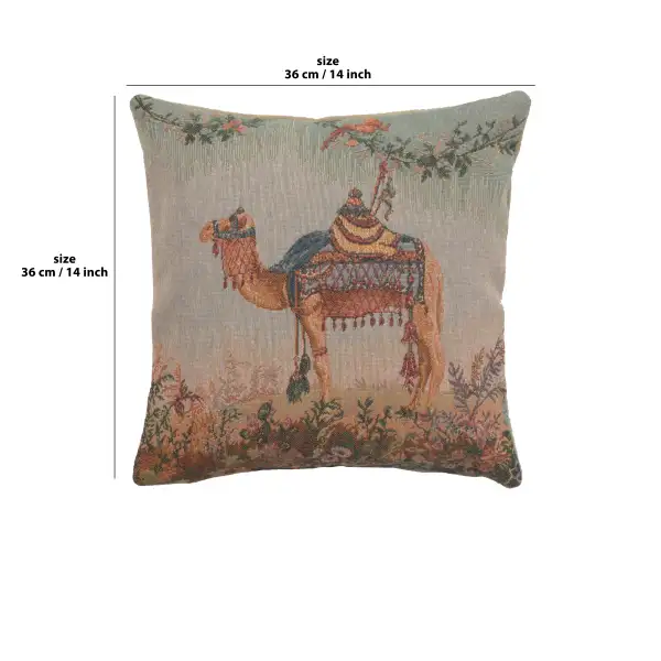 Camel Small Cushion - 14 in. x 14 in. Cotton by Jean-Baptiste Huet | 14x14 in
